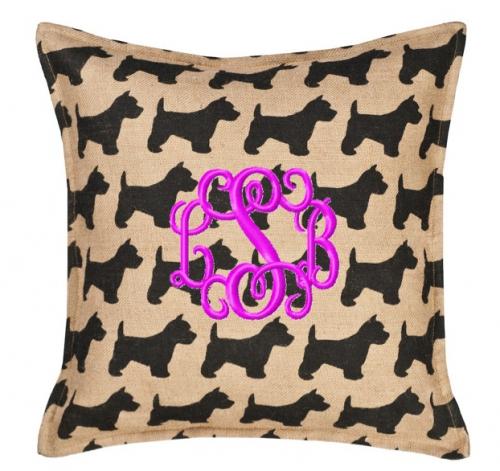 Monogrammed Westie Pillow