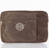 Monogrammed Waxed Canvas Laptop Sleeve