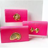 Jillian Pink Faille Clutch