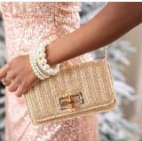 Lisi Lerch Lilly Gold Woven Straw Clutch