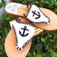 Palm Beach Classic Anchor Sandals White with Navy