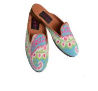 By Paige Ladies Needlepoint Preppy Paisley Mules 