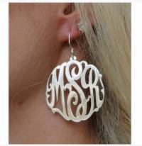 Monogrammed Earrings On French Wires More Sizes