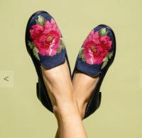 ByPaige Peony on Navy Needlepoint Loafers