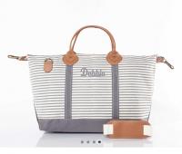 CB Station Gray Stripes Monogrammed Weekender 