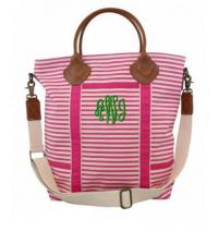 CB Station Monogrammed Flight Pink Stripe Bag 