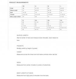 Denim Shirt Sizes