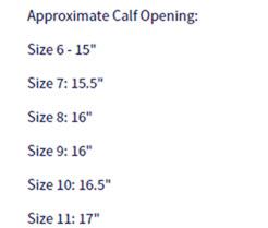 Wb Boot Sizes