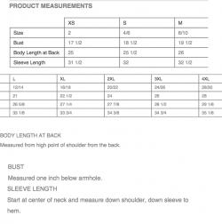 Pixel Jacket Sizes