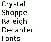 Crystal Shoppe Raleigh Decanter Fonts