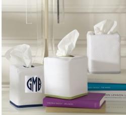 Matouk Chiaro Monogrammed Tissue Box