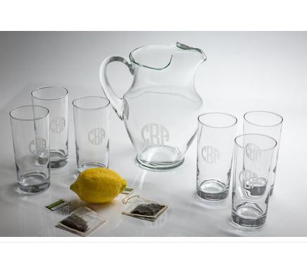 96216 Monogrammed Crystal Posh Pitcher Set