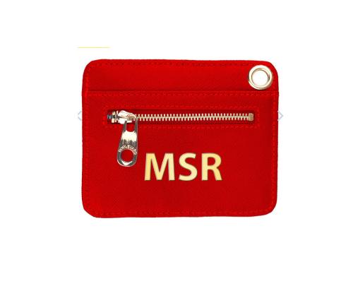 Boulevard Ethel European Red Leather Card Holder Monogrammed  Apparel & Accessories > Handbags, Wallets & Cases