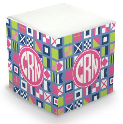 Boatman Geller Personalized Nautical Flags Pink Memo Cube  Office Supplies > General Supplies > Paper Products > Sticky Notes