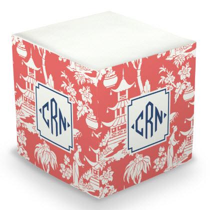 Boatman Geller Personalized Pagoda Garden Coral Memo Cube  Office Supplies > General Supplies > Paper Products > Sticky Notes