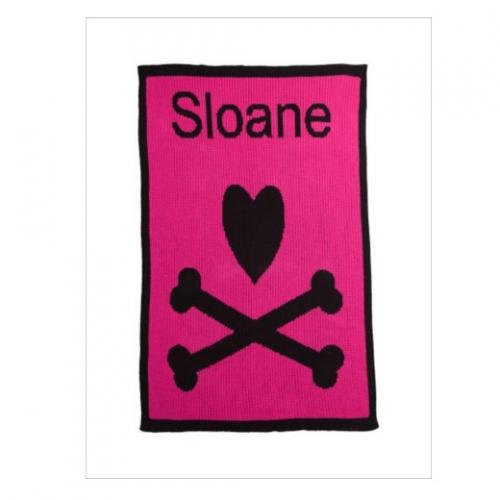 Heart and Crossbones Personalized Butterscotch Stroller Blankee  Home & Garden > Linens & Bedding > Bedding > Blankets