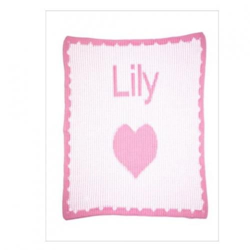 Single Heart and Scalloped Edge Personalized Stroller Blankee  Home & Garden > Linens & Bedding > Bedding > Blankets