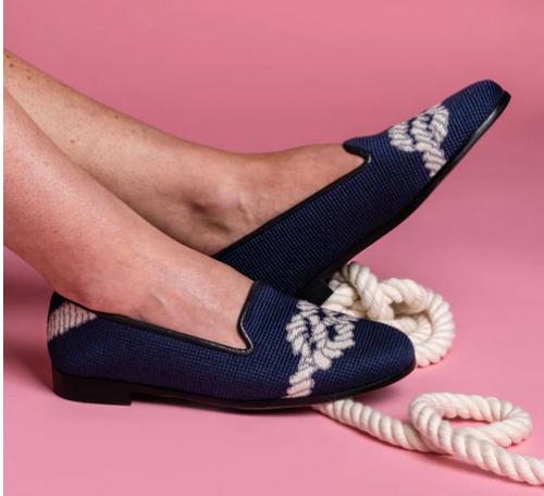 By Paige Navy Knot Ladies Needlepoint Loafers  Apparel & Accessories > Shoes > Loafers