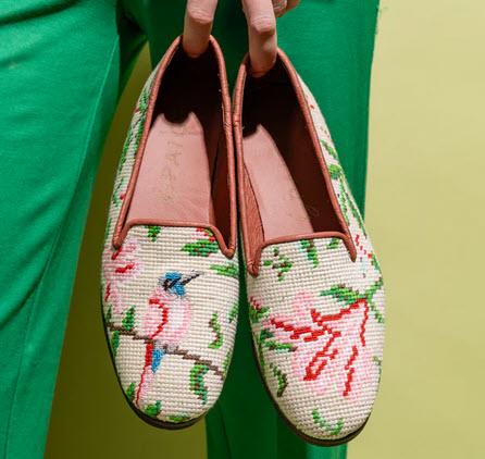 ByPaige Needlepoint Hummingbird and Flower Loafers  Apparel & Accessories > Shoes > Loafers