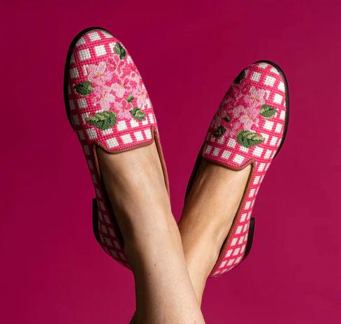 ByPaige Pink Hydrangea Needlepoint Loafer  Apparel & Accessories > Shoes > Loafers