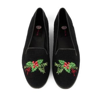 ByPaige Needlepoint Loafer in Holly on Black  Apparel & Accessories > Shoes > Loafers