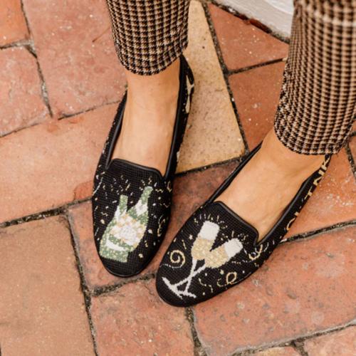 ByPaige Champagne Toast Needlepoint Loafers  Apparel & Accessories > Shoes > Loafers