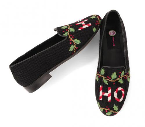 ByPaige Needlepoint Ho ho Christmas Loafers   Apparel & Accessories > Shoes > Loafers