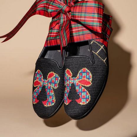 By Paige Needlepoint Loafer in Tartan Bow  Apparel & Accessories > Shoes > Loafers