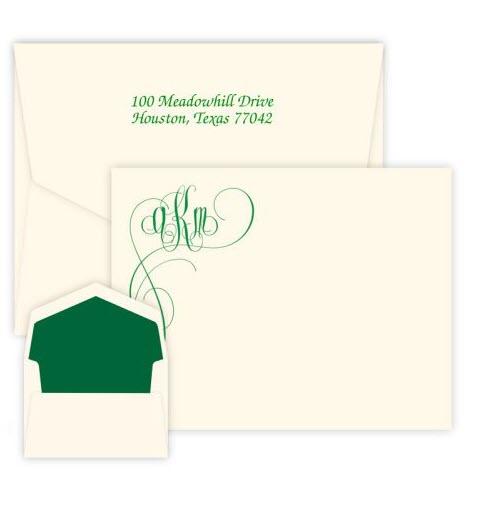 Embossed Graphics Orchid Monogram Card - Raised Ink  Office Supplies > General Supplies > Paper Products > Stationery