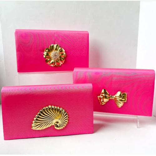 Jillian Pink Faille Clutch  Apparel & Accessories > Handbags > Clutches & Special Occasion Bags