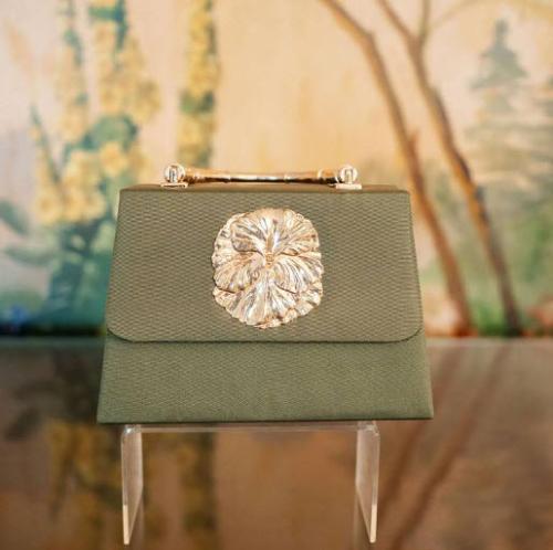 Lisi Lerch Green Faille Lulu Handbag  Apparel & Accessories > Handbags > Clutches & Special Occasion Bags