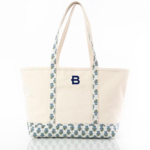 Monogrammed Aqua Block Print Large Classic Tote  Luggage & Bags > Shopping Totes