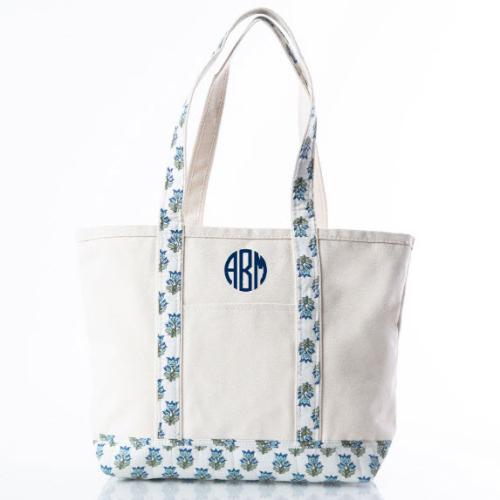 Monogrammed Aqua Block Print Medium Classic Tote  Luggage & Bags > Shopping Totes