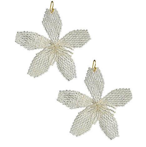 Lisi Lerch Gwen Beaded Fabric Flower Earring Silver Lisi Lerch Gwen Beaded Fabric Flower Earring Silver Apparel & Accessories > Jewelry > Earrings