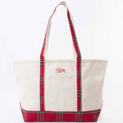 Personalized Red Plaid Large Classic Tote  Apparel & Accessories > Handbags > Tote Handbags