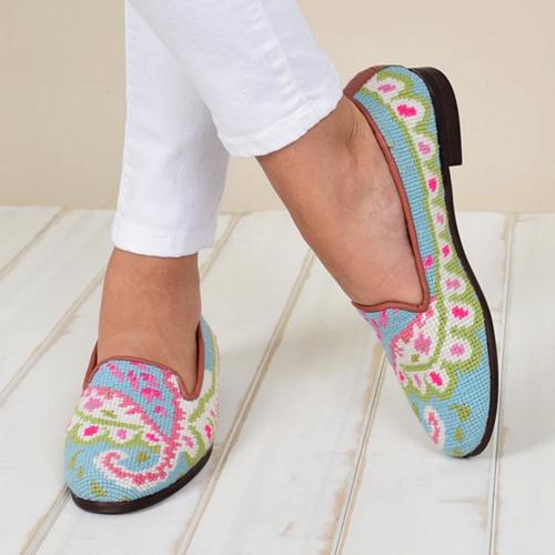 ByPaige Preppy Paisley Ladies Needlepoint Loafers  Apparel & Accessories > Shoes > Loafers