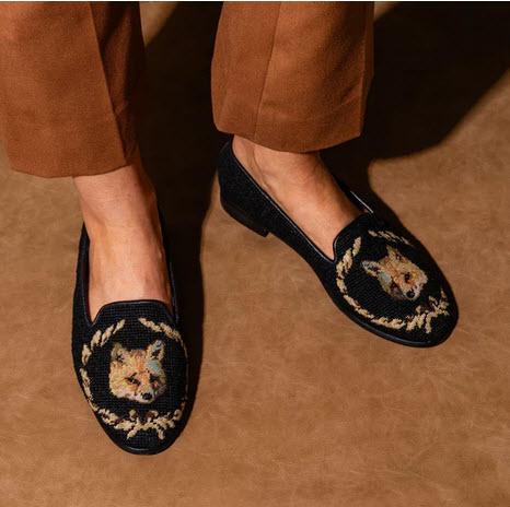 ByPaige Ladies Fox and Wreath Needlepoint Loafers  Apparel & Accessories > Shoes > Loafers