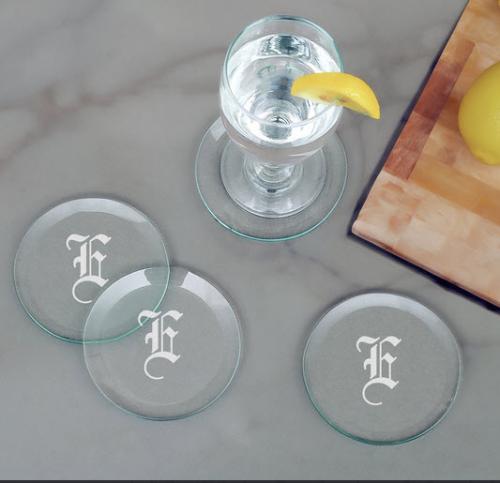 Personalized set of Four Crystal Coasters  Home & Garden > Kitchen & Dining > Barware > Coasters