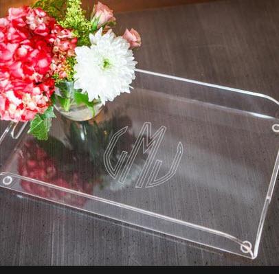 acrylic monogrammed serving tray handles gifts