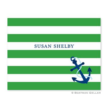 Boatman Geller Personalized Anchor Kelly and Navy Stripe Note  Office Supplies > General Supplies > Paper Products > Stationery