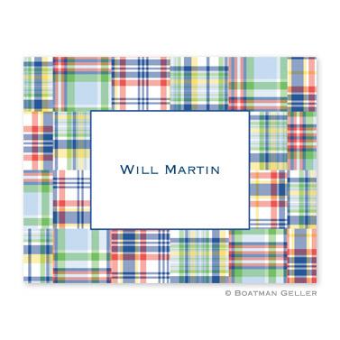 Boatman Geller Blue Madras Patch Note  Office Supplies > General Supplies > Paper Products > Stationery