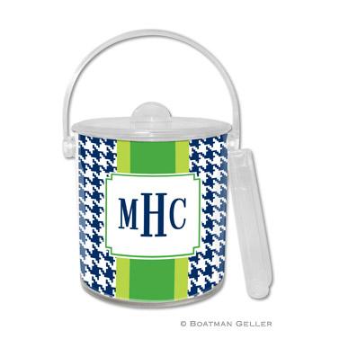 Boatman Geller Alex Houndstooth Navy Ice Bucket  Home & Garden > Kitchen & Dining > Food & Beverage Carriers > Wine Buckets & Chillers