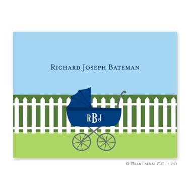 Boatman Geller Charming Pram Navy Foldover Notes  Office Supplies > General Supplies > Paper Products > Stationery