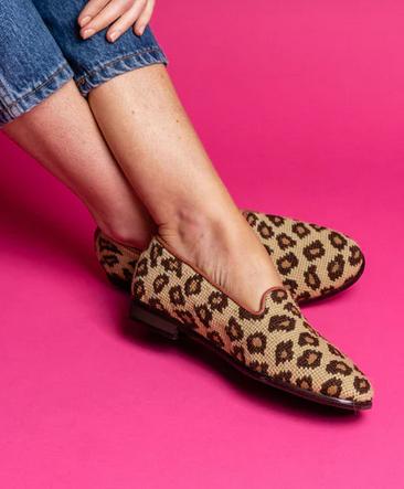 ByPaige Ladies Leopard on Tan Needlepoint Loafers  buy np Apparel & Accessories > Shoes > Loafers