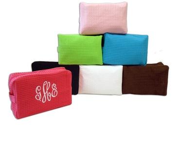 Monogrammed Waffle Weave Cosmetic Bag  Luggage & Bags > Toiletry Bags