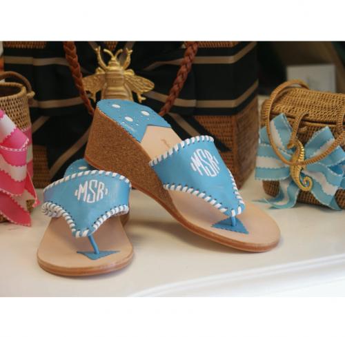 Palm Beach Monogram Sandal In 2 Inch Wedge At The Pink Monogram