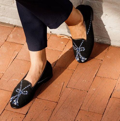 ByPaige Ladies Blue Tassel Needlepoint Loafers   Apparel & Accessories > Shoes > Loafers