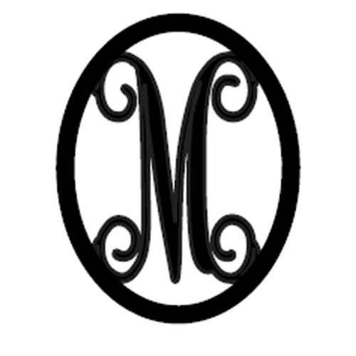 Metal Single Initial Monogram With Oval Frame