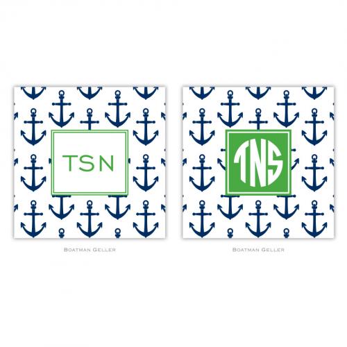 Boatman Geller Coasters in Anchors Navy Pattern  Home & Garden > Kitchen & Dining > Barware > Coasters