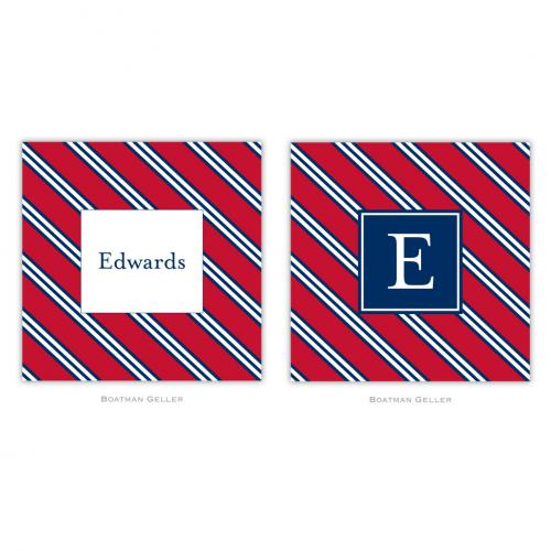 Boatman Geller Personalized Coasters Repp Tie Red & Navy   Home & Garden > Kitchen & Dining > Barware > Coasters